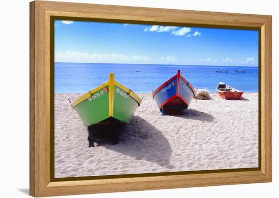 Boats Stored on a Caribbean Beach, Puerto Rico-George Oze-Framed Premier Image Canvas