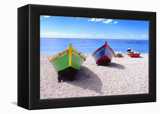 Boats Stored on a Caribbean Beach, Puerto Rico-George Oze-Framed Premier Image Canvas