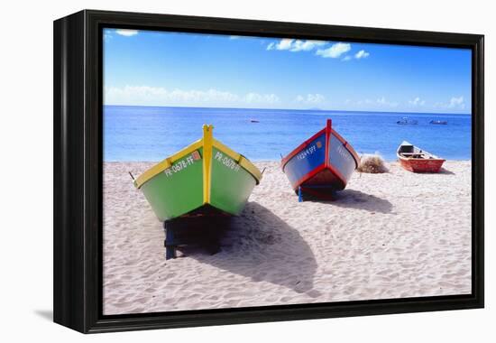 Boats Stored on a Caribbean Beach, Puerto Rico-George Oze-Framed Premier Image Canvas