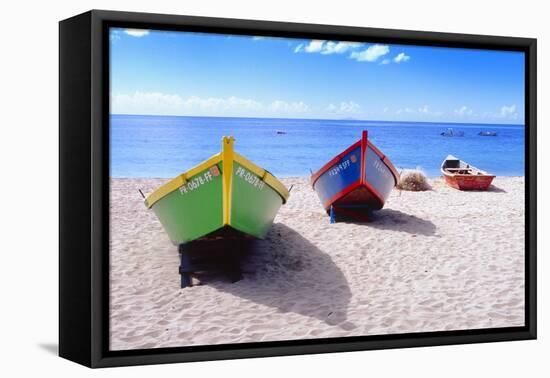 Boats Stored on a Caribbean Beach, Puerto Rico-George Oze-Framed Premier Image Canvas