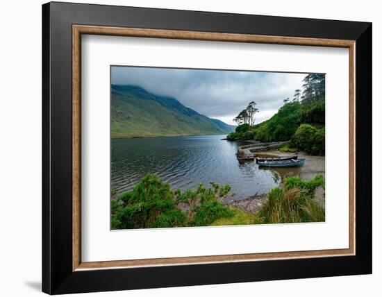 Boats wait for passengers at Doo Lough, part of a national park in County Mayo, Ireland.-Betty Sederquist-Framed Photographic Print