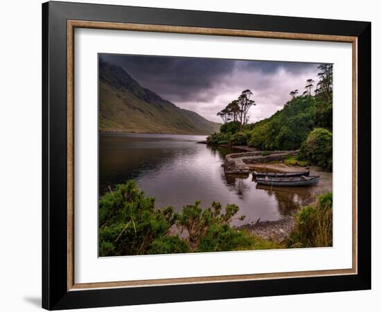 Boats wait for passengers at Doo Lough, part of a national park in County Mayo, Ireland.-Betty Sederquist-Framed Photographic Print