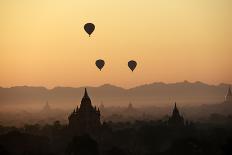 A Beautiful Sunrise over the Buddhist Temples in Bagan-Boaz Rottem-Framed Premier Image Canvas