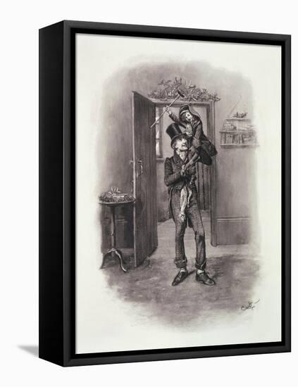 Bob Cratchit and Tiny Tim, Charles Dickens: A Gossip About His Life, by T.Archer, Pub. c.1894-Frederick Barnard-Framed Premier Image Canvas