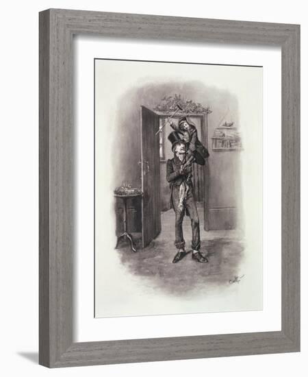 Bob Cratchit and Tiny Tim, Charles Dickens: A Gossip About His Life, by T.Archer, Pub. c.1894-Frederick Barnard-Framed Giclee Print