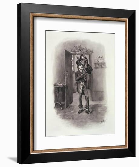 Bob Cratchit and Tiny Tim, Charles Dickens: A Gossip About His Life, by T.Archer, Pub. c.1894-Frederick Barnard-Framed Giclee Print