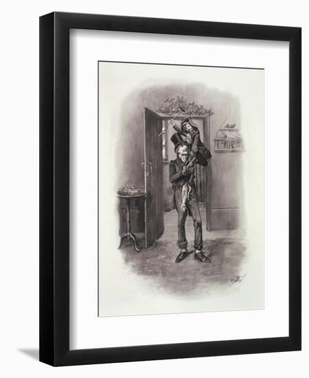 Bob Cratchit and Tiny Tim, Charles Dickens: A Gossip About His Life, by T.Archer, Pub. c.1894-Frederick Barnard-Framed Giclee Print