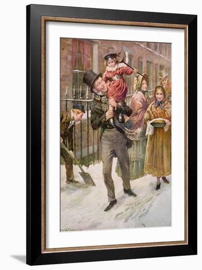 Bob Cratchit and Tiny Tim, Illustration for 'Character Sketches from Dickens' Compiled by B.W.…-Harold Copping-Framed Giclee Print