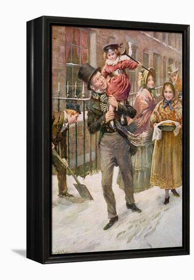 Bob Cratchit and Tiny Tim, Illustration for 'Character Sketches from Dickens' Compiled by B.W.…-Harold Copping-Framed Premier Image Canvas