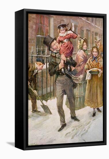 Bob Cratchit and Tiny Tim, Illustration for 'Character Sketches from Dickens' Compiled by B.W.…-Harold Copping-Framed Premier Image Canvas