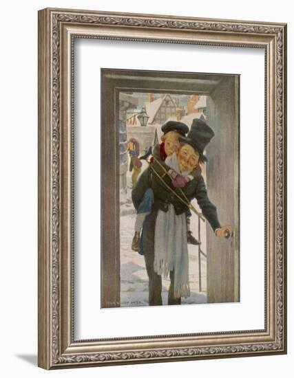 Bob Cratchit with "Tiny Tim" His Crippled Youngest Son-Jessie Willcox-Smith-Framed Photographic Print