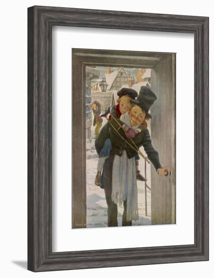 Bob Cratchit with "Tiny Tim" His Crippled Youngest Son-Jessie Willcox-Smith-Framed Photographic Print