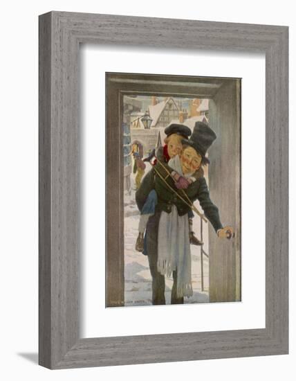 Bob Cratchit with "Tiny Tim" His Crippled Youngest Son-Jessie Willcox-Smith-Framed Photographic Print