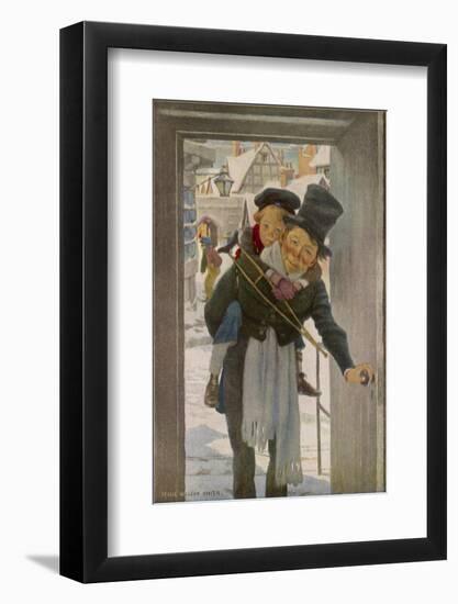 Bob Cratchit with "Tiny Tim" His Crippled Youngest Son-Jessie Willcox-Smith-Framed Photographic Print