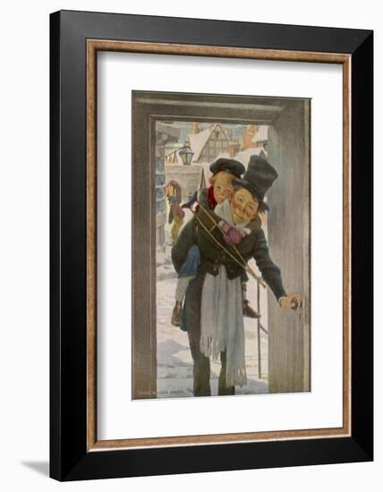 Bob Cratchit with "Tiny Tim" His Crippled Youngest Son-Jessie Willcox-Smith-Framed Photographic Print