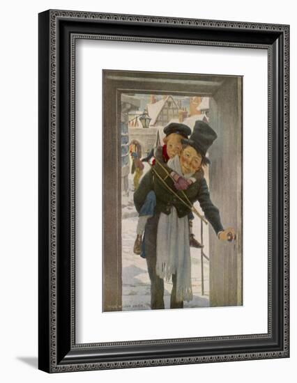 Bob Cratchit with "Tiny Tim" His Crippled Youngest Son-Jessie Willcox-Smith-Framed Photographic Print