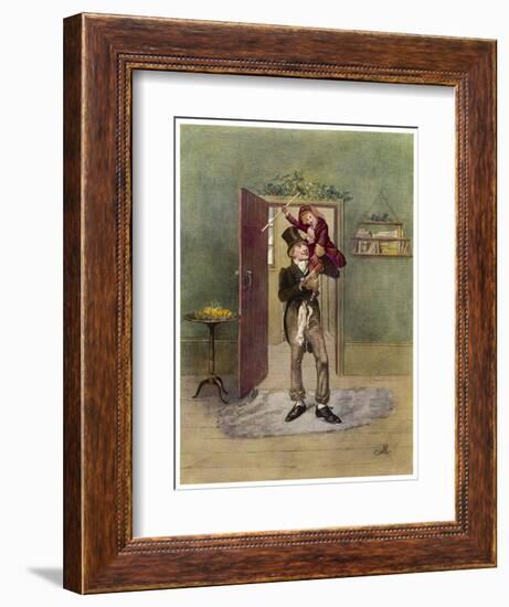 Bob Cratchit with "Tiny Tim" His Crippled Youngest Son-Frederick Barnard-Framed Art Print