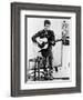Bob Dylan Playing Guitar and Harmonica into Microphone. 1965-null-Framed Art Print
