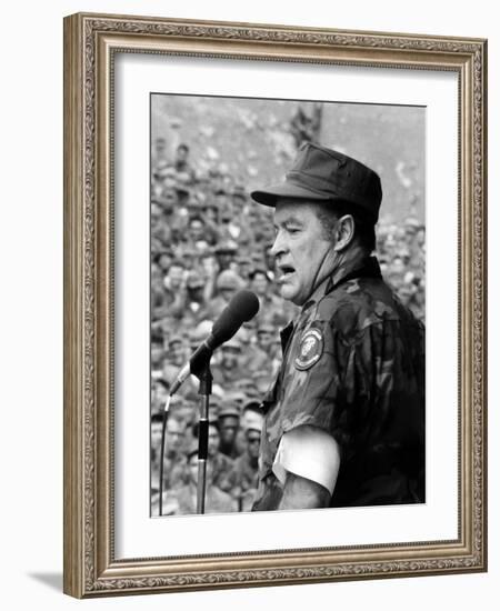 Bob Hope, Entertaining the Troops in Vietnam, ca. Late 1960s-null-Framed Photo