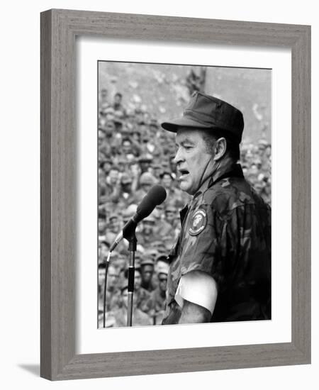 Bob Hope, Entertaining the Troops in Vietnam, ca. Late 1960s-null-Framed Photo