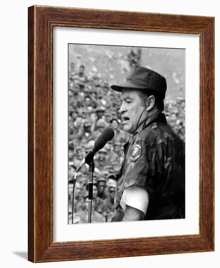 Bob Hope, Entertaining the Troops in Vietnam, ca. Late 1960s-null-Framed Photo