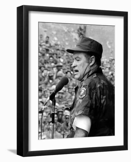 Bob Hope, Entertaining the Troops in Vietnam, ca. Late 1960s-null-Framed Photo