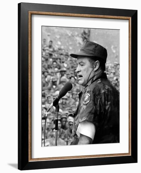Bob Hope, Entertaining the Troops in Vietnam, ca. Late 1960s-null-Framed Photo