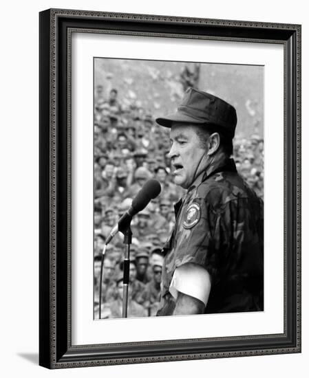 Bob Hope, Entertaining the Troops in Vietnam, ca. Late 1960s-null-Framed Photo