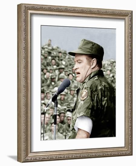 Bob Hope entertains the troops in Vietnam, ca. late 1960s-null-Framed Photo