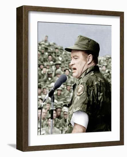 Bob Hope entertains the troops in Vietnam, ca. late 1960s-null-Framed Photo