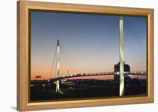 Bob Kerrey Pedestrian Bridge, Missouri River, Omaha, Nebraska, USA-Walter Bibikow-Framed Premier Image Canvas