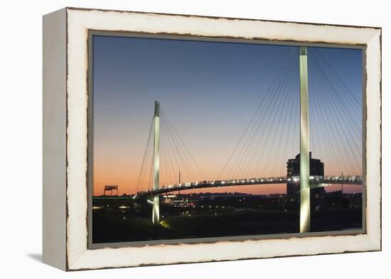 Bob Kerrey Pedestrian Bridge, Missouri River, Omaha, Nebraska, USA-Walter Bibikow-Framed Premier Image Canvas