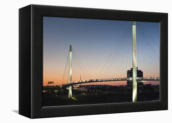 Bob Kerrey Pedestrian Bridge, Missouri River, Omaha, Nebraska, USA-Walter Bibikow-Framed Premier Image Canvas