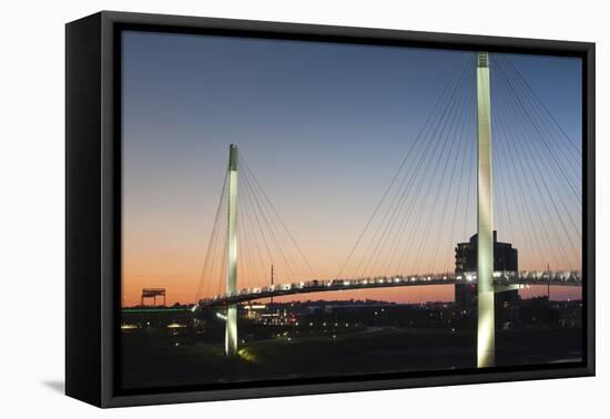Bob Kerrey Pedestrian Bridge, Missouri River, Omaha, Nebraska, USA-Walter Bibikow-Framed Premier Image Canvas