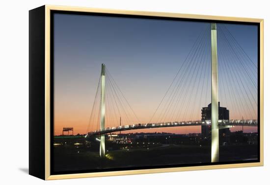 Bob Kerrey Pedestrian Bridge, Missouri River, Omaha, Nebraska, USA-Walter Bibikow-Framed Premier Image Canvas