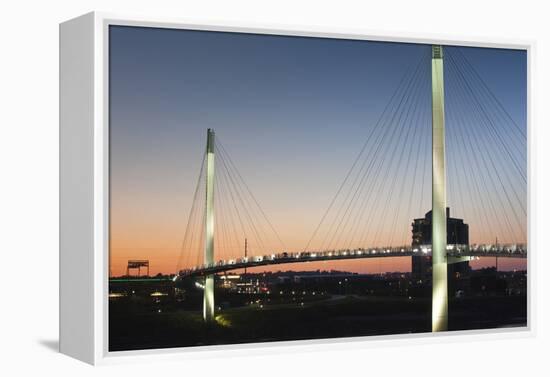 Bob Kerrey Pedestrian Bridge, Missouri River, Omaha, Nebraska, USA-Walter Bibikow-Framed Premier Image Canvas