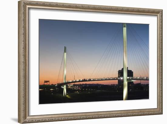 Bob Kerrey Pedestrian Bridge, Missouri River, Omaha, Nebraska, USA-Walter Bibikow-Framed Photographic Print