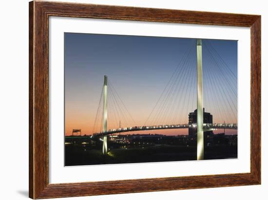 Bob Kerrey Pedestrian Bridge, Missouri River, Omaha, Nebraska, USA-Walter Bibikow-Framed Photographic Print