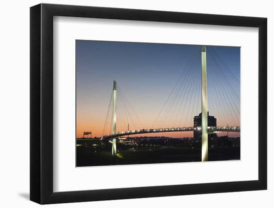 Bob Kerrey Pedestrian Bridge, Missouri River, Omaha, Nebraska, USA-Walter Bibikow-Framed Photographic Print