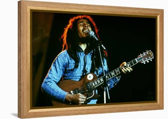 Bob Marley on Stage at Roxy Los Angeles May 26, 1976-null-Framed Stretched Canvas