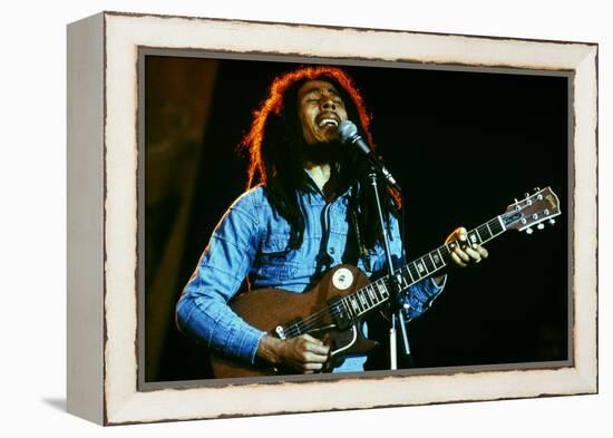 Bob Marley on Stage at Roxy Los Angeles May 26, 1976-null-Framed Stretched Canvas