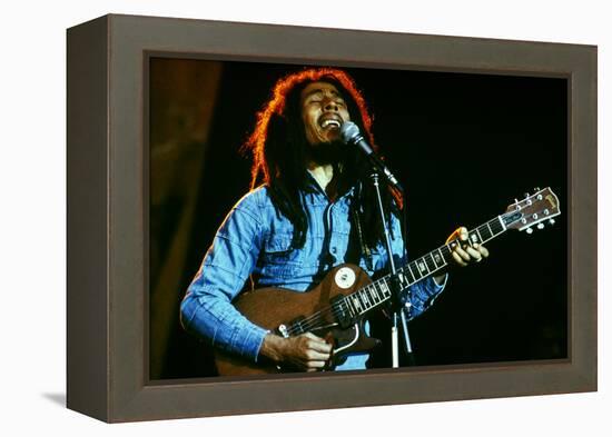 Bob Marley on Stage at Roxy Los Angeles May 26, 1976-null-Framed Stretched Canvas