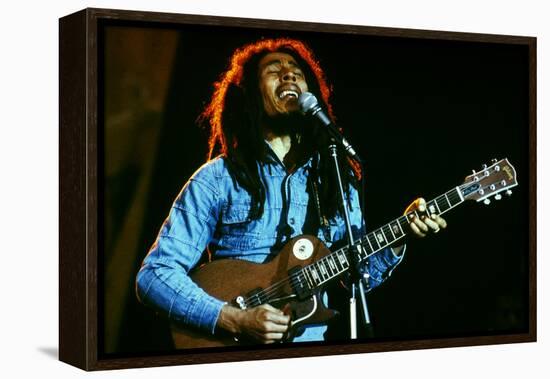 Bob Marley on Stage at Roxy Los Angeles May 26, 1976-null-Framed Stretched Canvas