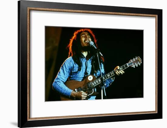Bob Marley on Stage at Roxy Los Angeles May 26, 1976-null-Framed Photo