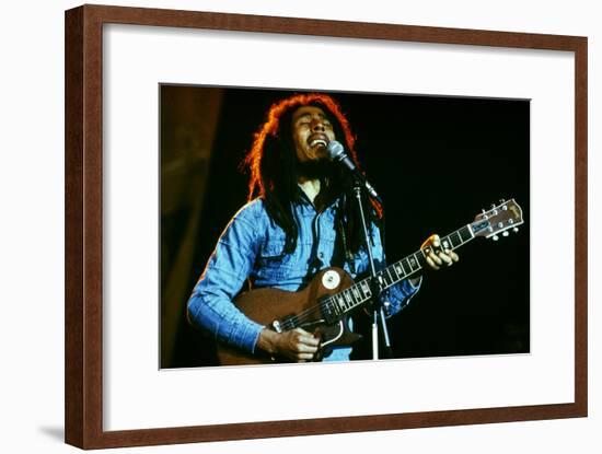 Bob Marley on Stage at Roxy Los Angeles May 26, 1976-null-Framed Photo