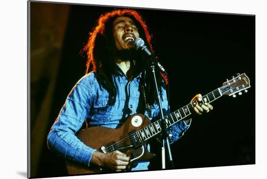 Bob Marley on Stage at Roxy Los Angeles May 26, 1976-null-Mounted Photo