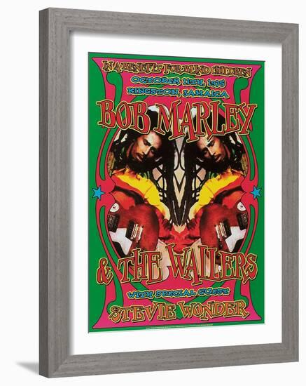 Bob Marley & Stevie Wonder-Dennis Loren-Framed Art Print