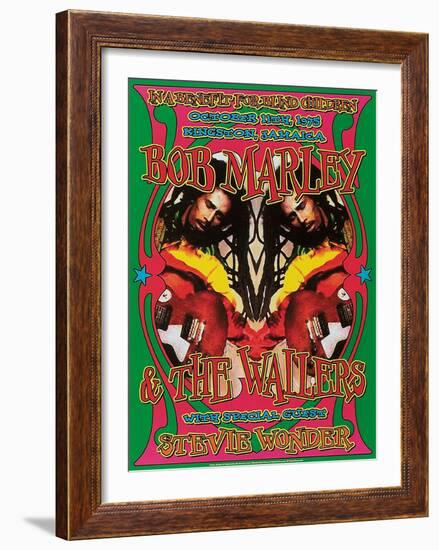 Bob Marley & Stevie Wonder-Dennis Loren-Framed Art Print