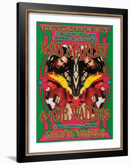 Bob Marley & Stevie Wonder-Dennis Loren-Framed Art Print