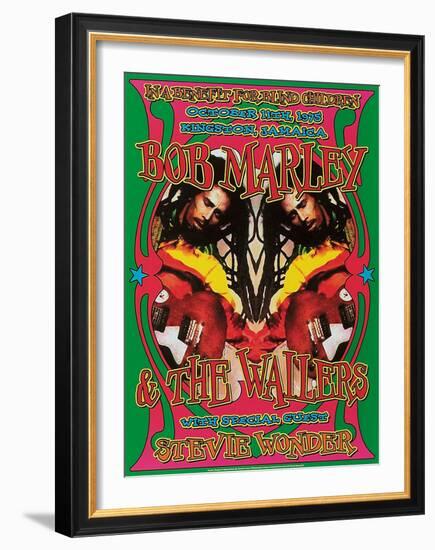 Bob Marley & Stevie Wonder-Dennis Loren-Framed Art Print